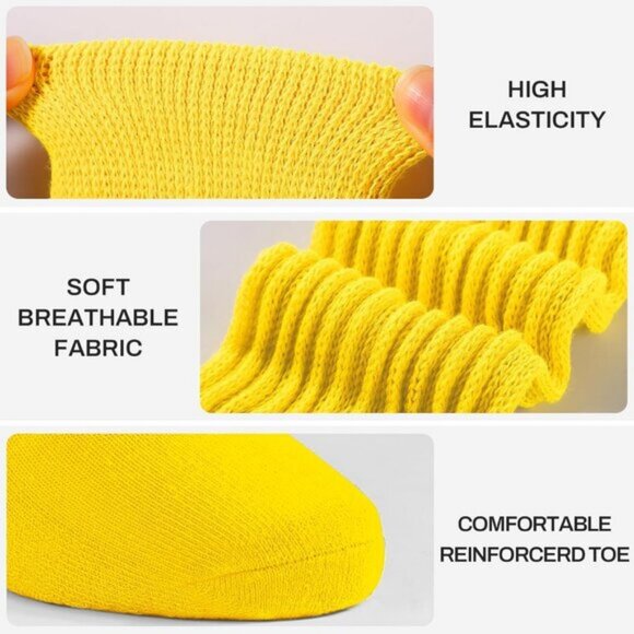 ⚡Women Yellow Imported Cotton Slouch Socks Scrunch Knee High Slouchy Socks - Picture 2 of 7